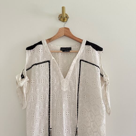 Anthropologie Hemant & Nandita Aditya Embroidered Eyelet Tassel Dress White M - Picture 4 of 12